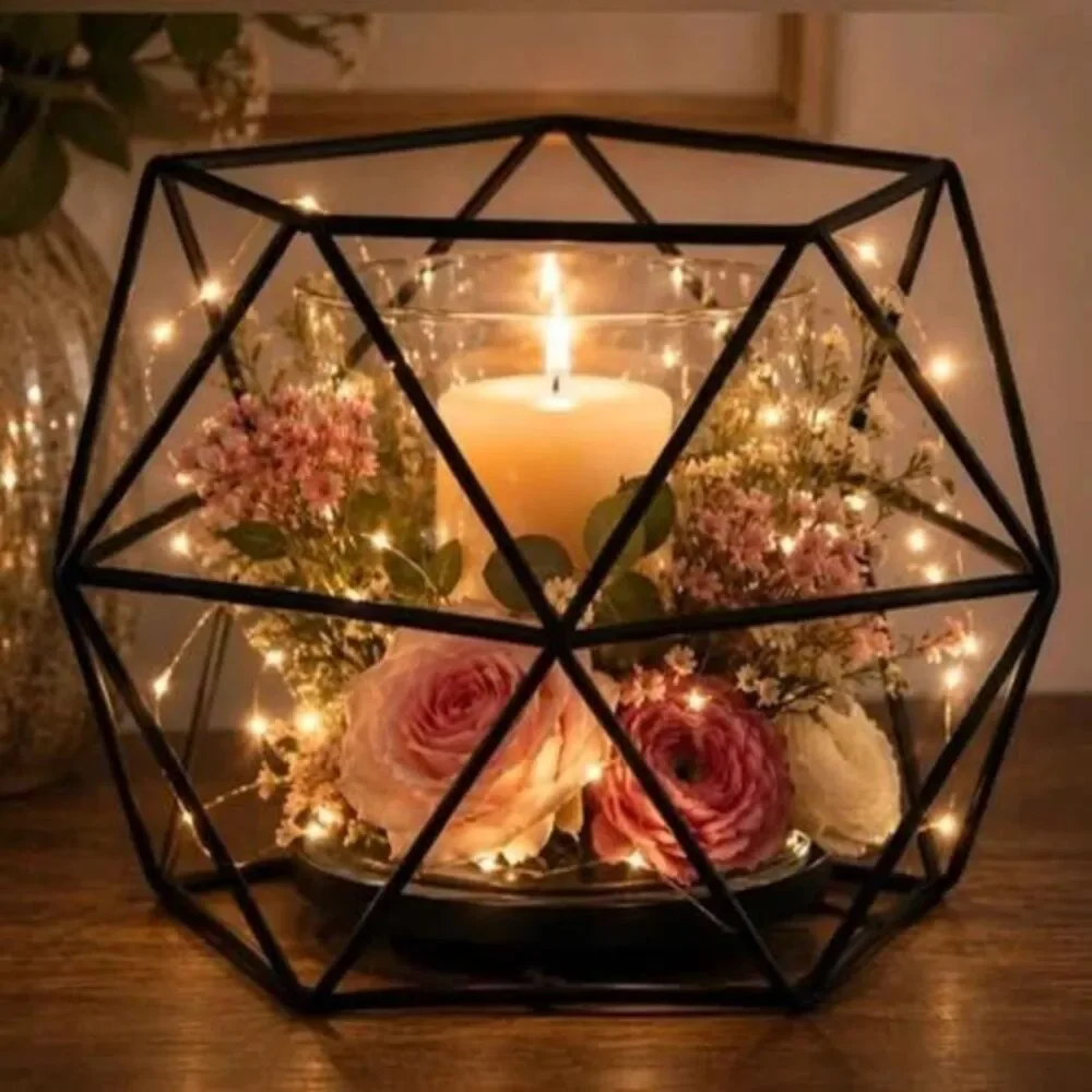 Modern Geometric Home Decor Bundle – Candle Holders & Gold Organizer Cups NIB